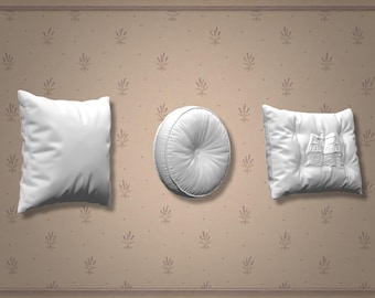 English Cottage Miniature Pillow Set STL | Dollhouse Cushion Bundle | Cottage core Decor (Instant Download)