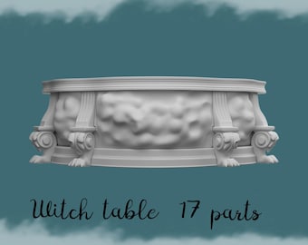 Witch Table: Miniature Halloween Fantasy Furniture 3D STL PRINT file Instant Download