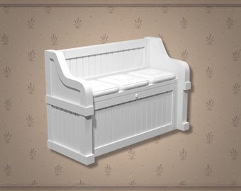 English Cottage Kitchen Bench with Cushion STL | Dollhouse Storage Kitchen | 1:12 Miniature Furniture (Instant Download)