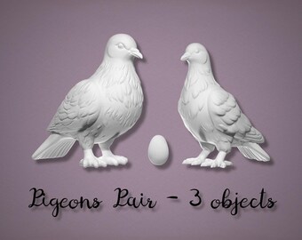 Dollhouse Pigeon Pair with Egg STL – Romantic Garden Birds (3D Print File)