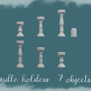 Portacandele per casa delle bambole STL – Set diorama in scala 1:12 (download immediato)