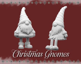 Christmas Gnomes STL Set | Standing & Sitting Miniatures | 1:12 Dollhouse Christmas Decor (Instant Download)