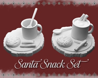 Santa Snack Set STL – 1:12 Scale Dollhouse Christmas Scene (Instant Download)
