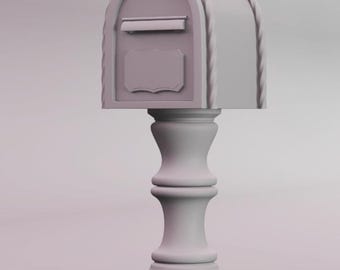 Dollhouse Miniature Mailbox, Vintage Santa Letter Box, Christmas Post Christmas Decor - 3D Instant Download