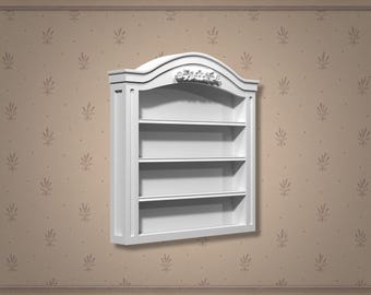 English Cottage Dollhouse Bookcase, 1:12 Miniature Wall Shelf (Instant Download)