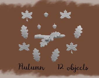 Autumn Leaves & Acorns STL Set: 3D Print Files for Fall Decor (Digital Download)