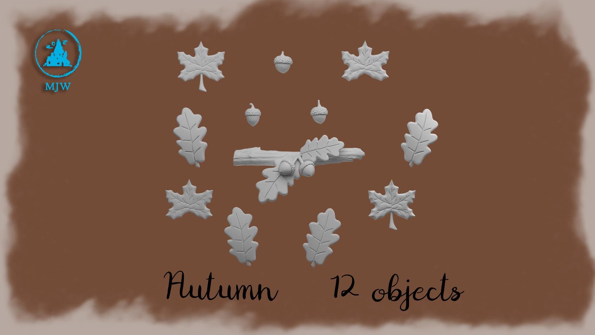Autumn Leaves & Acorns STL Set: 3D Print Files for Fall Decor (digital ...