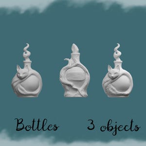 Miniature Witch Potion Bottles: 3D STL Files for Dollhouse Decor (Digital Download