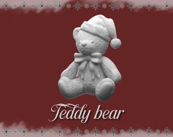 Osito de peluche navideño en miniatura STL: Juguete para el taller de Papá Noel en casa de muñecas (descarga instantánea)