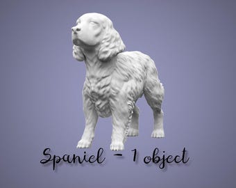 Spaniel Dog Miniature STL | Vintage Dog Figurine for Dollhouse & Dioramas (Instant Download)