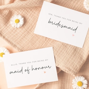 Cartes de mariage | de remerciement de noce | demoiselles d'honneur personnalisées | Papeterie de mariage | Fête de mariage personnalisée