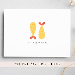 carte de voeux | tu es mon ebi-chose | saint valentin | jeu de mots sur la cuisine asiatique | jeu de mots carte de vœux | Cuisine japonaise kawaii