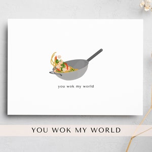 carte de voeux | vous avez réveillé mon monde | saint valentin | jeu de mots sur la cuisine asiatique | jeu de mots carte de vœux | Cuisine chinoise kawaii