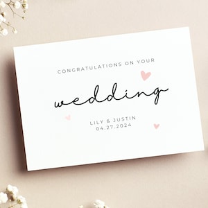 Carte de voeux de mariage | Carte de mariage avec coeurs | Carte de mariage de félicitations | Carte-cadeau de mariage