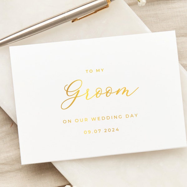 Wedding Cards | To My Groom on our Wedding Day | Gold Foil On the Day Card | Wedding Stationary