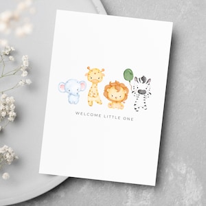Baby Greeting Card | Safari Animal Baby Card | Baby Expecting Card | New Baby Card | Pregnancy Card | Cute Baby Shower Card | Pet and Baby