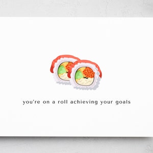 carte de voeux | rouleau de sushi | carte de félicitations | jeu de mots sur la cuisine asiatique | jeu de mots carte de vœux | Nourriture kawaii | carte d'encouragement | sushis