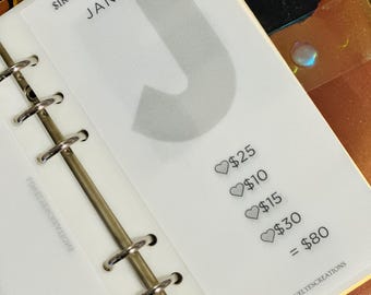 Maandelijkse kortingsuitdagingsbundel | Perkamentpapieren enveloppen | Contante budgettering | Contant geld besparen | Budgettracker | Spaartracker | Aflopende fondsen
