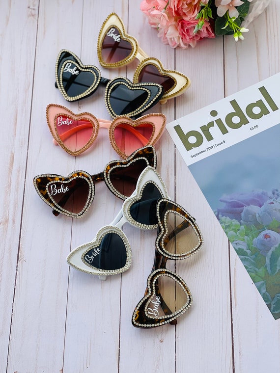Heart-Shaped Crystal Sunglasses - Brown and Gold Bling Rimmed Heart Sunglasses – Pink House Boutique main image 3