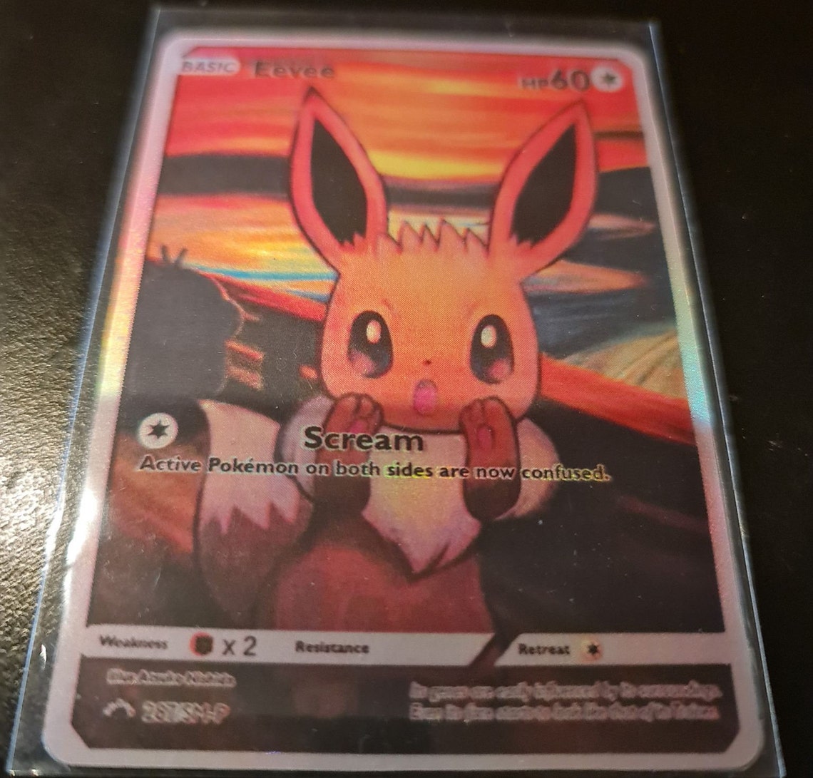 Eevee Scream Pokemon Card Orica Etsy