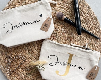 Cosmetic bag personalized name initial - make-up bag, gold, size S, M,L Mother's Day, Easter, gift idea