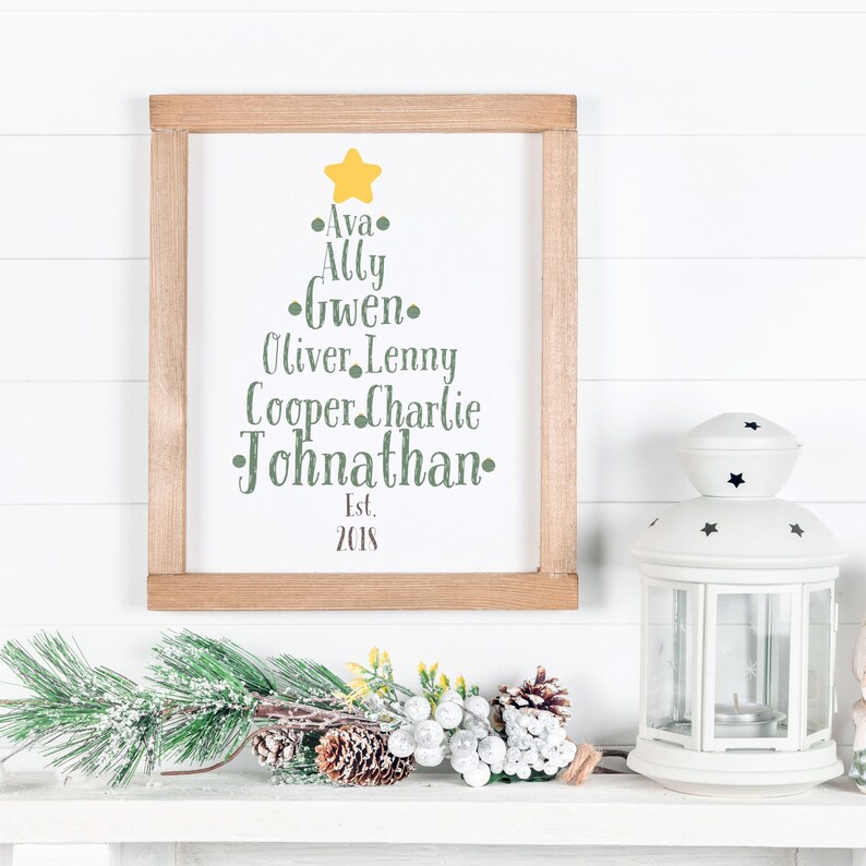 Personalized Christmas Tree Name Sign, Personalized Christmas Tree