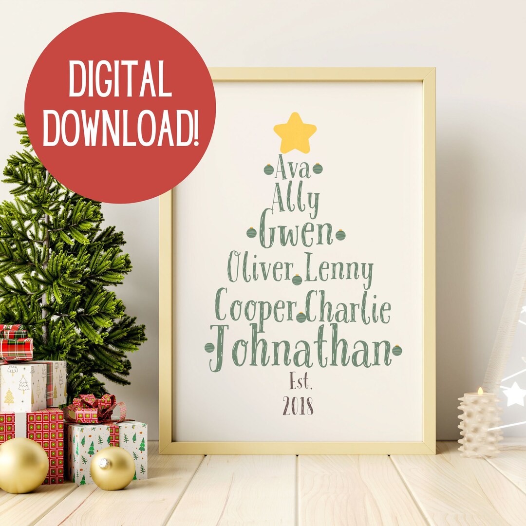 Personalized Christmas Tree Name Sign, Personalized Christmas Tree