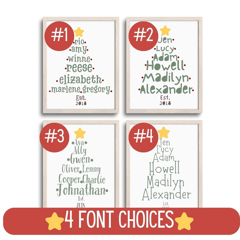 Personalized Christmas Tree Name Sign Personalized Christmas Etsy