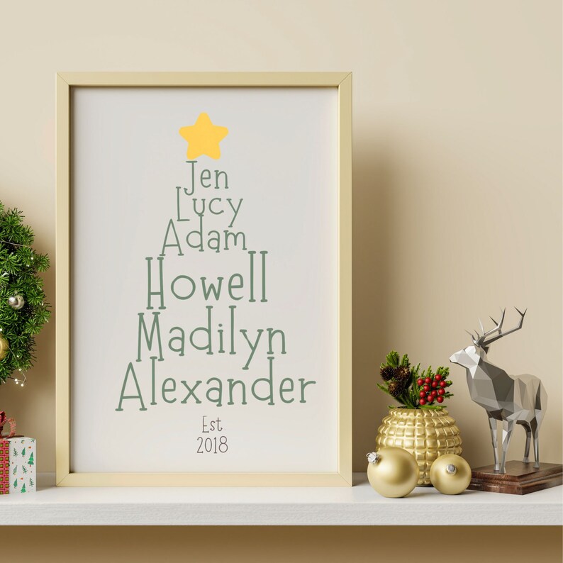 Personalized Christmas Tree Name Sign, Personalized Christmas Tree