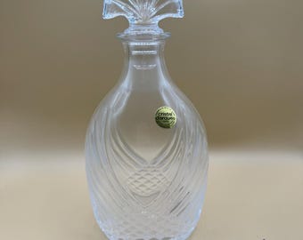 Carafe en cristal Art Déco avec bouchon, cristal clair d'Arques, France, décoration intérieure/verre taillé vintage, design français des années 1980