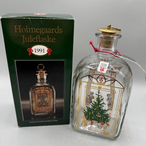 Vintage Holmegaard Bottle- Juleflaske / Christmas Bottle for Schnapps 1991 Xmas Decor Michael Bang Danish Scandinavian Design Denmark