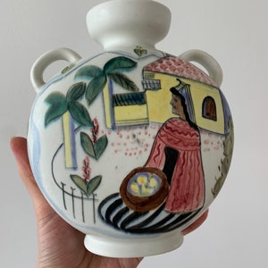 Vaso Gunnar Nylund, vaso con manici in stile arabo di Adelheid &quot;Heidi&quot; Heiman per Rorstrand/Rörstrand ceramica scandinava vintage degli anni &#39;30
