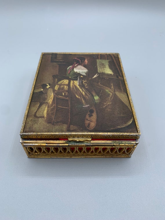 Vintage Metal Jewelery Box Trinket Box Vintage Ret