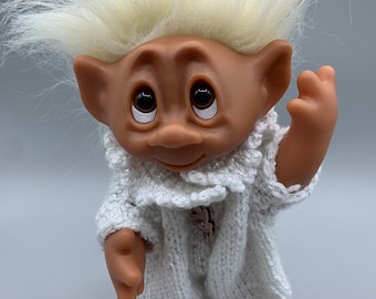 Figura coleccionable de troll de Thomas Dam, Dinamarca, vintage, 1977, pelo blanco y gris, diseño escandinavo, troll danés.