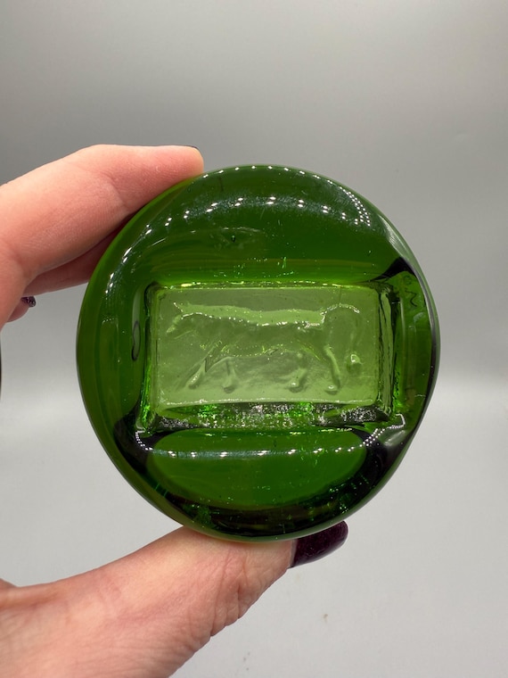 Erik Höglund Swedish Green Glass Ashtray Paperweight by Erik