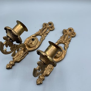 Vintage Kleine Wandleuchten Schweden Set von zwei schwedischen Kandelabern Messing Einarmige Klavierleuchten Messing Art Deco Jugendstil