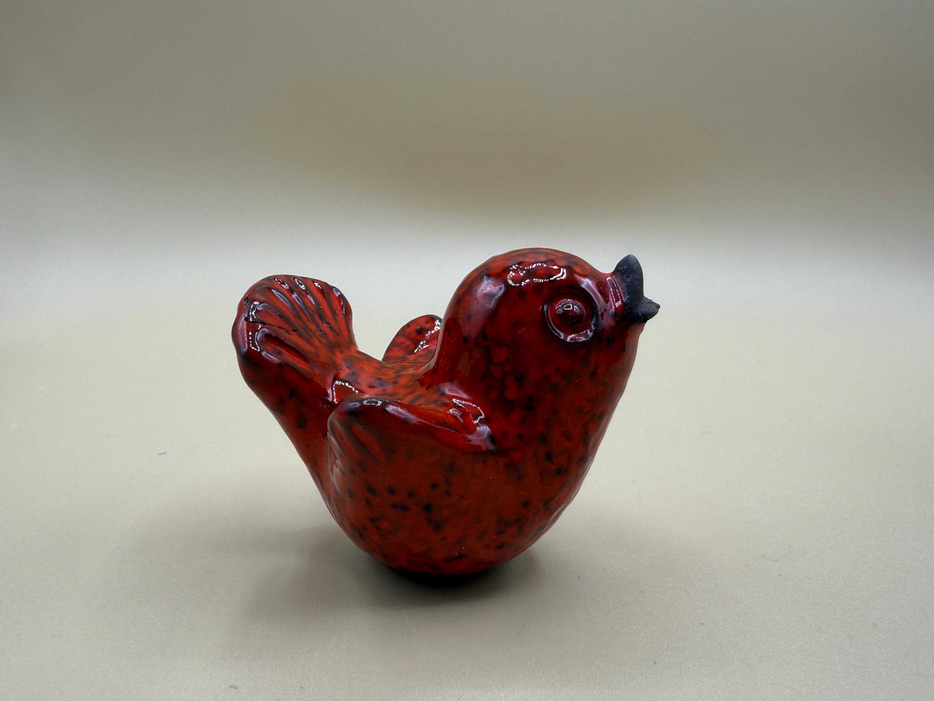 Ceramic Sculpture Birds Swedish Vintage Ceramic Red Glazed Pottery