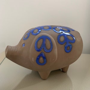 Vintage ceramic piggy bank designed by Mari Simmulson. Made by Upsala Ekeby, Sweden. Scandinavian Vintage Pottery 1960&#39;s Collectible Pottery