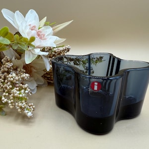 Finish Candleholder Bowl IITTALA Viola Glass Designed By ALVAR AALTO Finland Savoy 1990s Rare Vintage Gift Littala