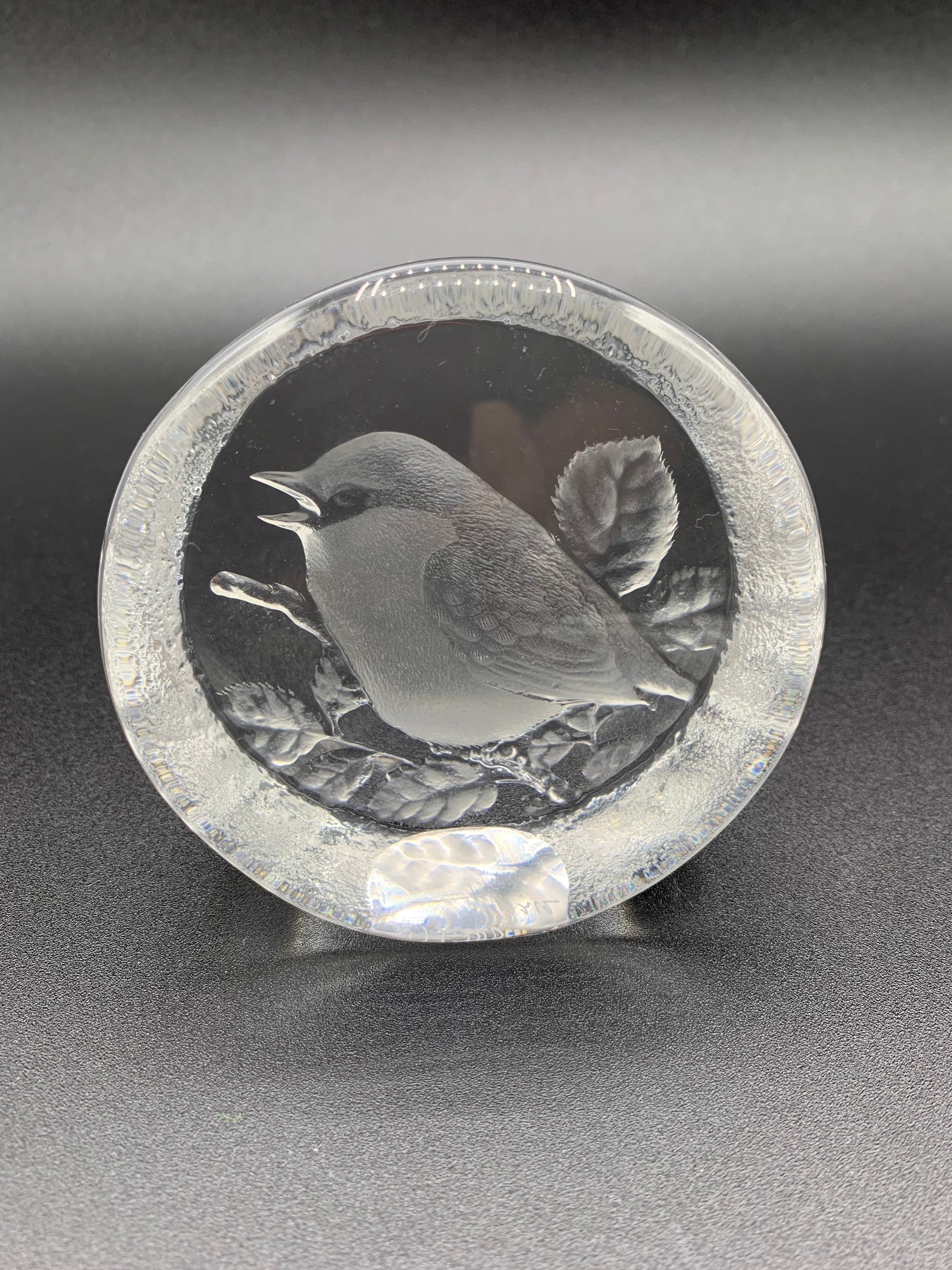 Swedish Crystal Glass Paperweight Bird Designed by Mats Etsy