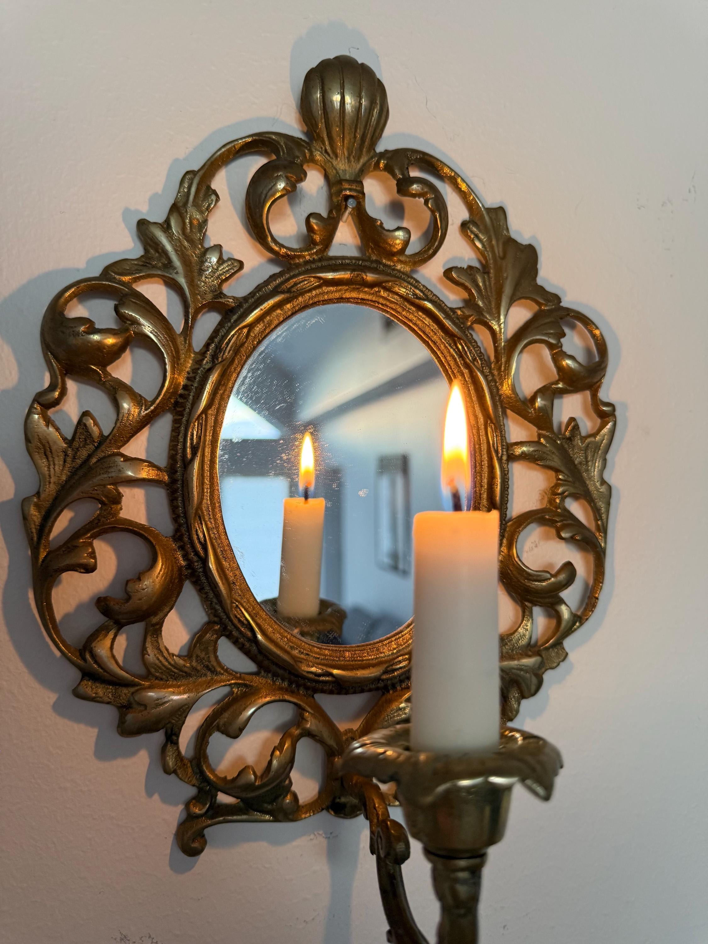 from Sweden＊Vintage mirror・* Large pair of Swedish 19th century gilt and engraved glass