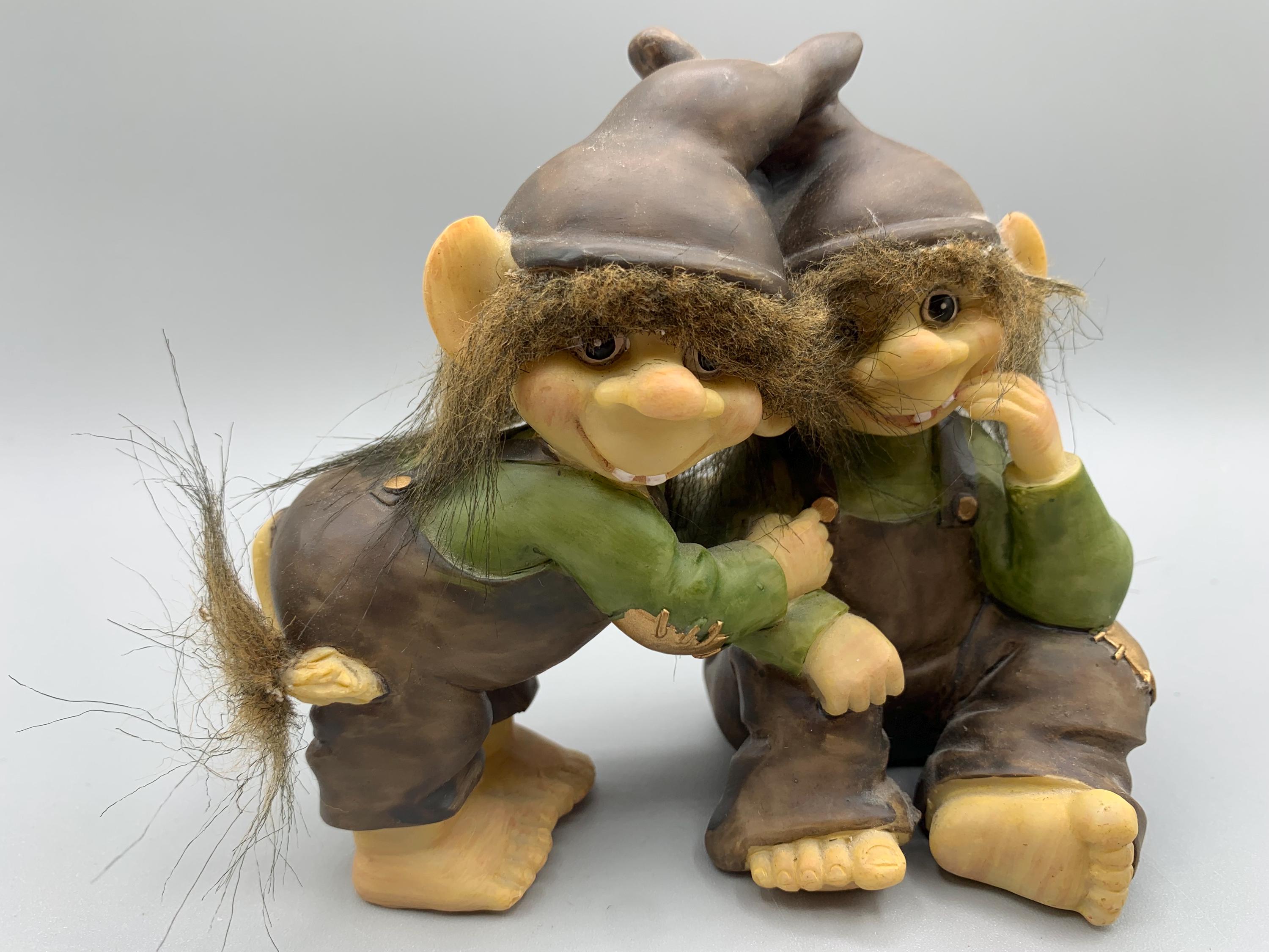 Vintage Swedish Trolls Figurine Twins Sweden Troll Scandinavian