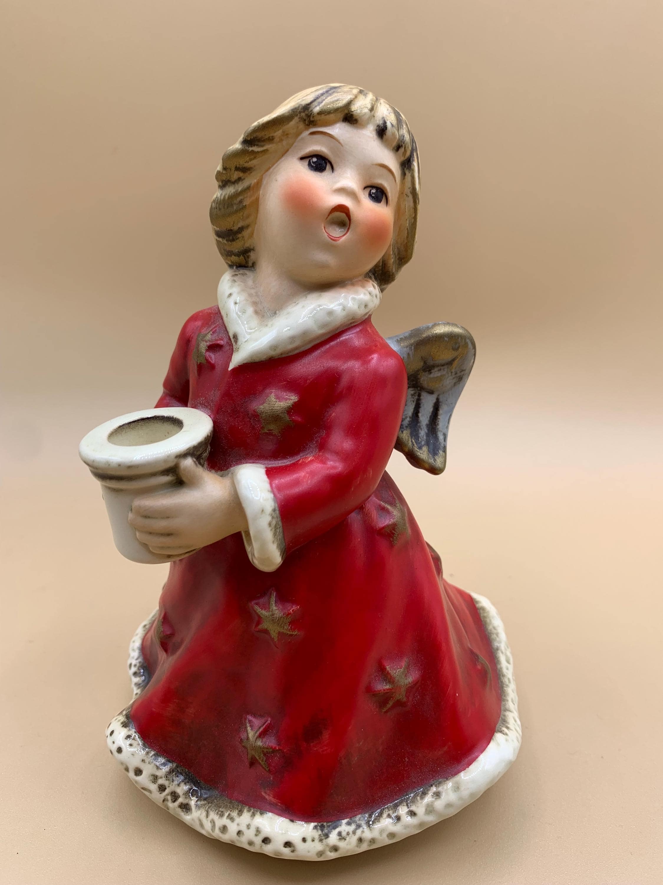 Goebel Christmas Angel/hx 328 Musical Box/red Angel Candleholder