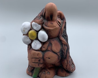 Grande troll svedese vintage in ceramica JIE Gantofta Design Bengt Nilsson Troll dei fiori Arredamento scandinavo Troll vintage da collezione Svezia