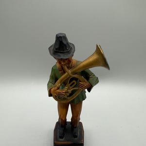 Waldbronn Westdeutschland Jazz Band Figur Orchester Kornettspieler Musiker Statue Polyresin 1970er Jahre