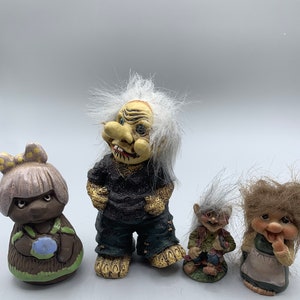 Set of 4 Vintage Swedish trolls figurines Troll Trolls Sweden Scandinavian Home Decor Vintage Collectible Figurines