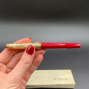 Vintage Parker 17 Red Duofold Pen UK London 1960s