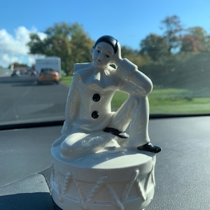 Vintage Music Box Pierrot Porcelain Music Box Classic Music Box Black and White Pierrot 1980s made in Japan Rare Gift