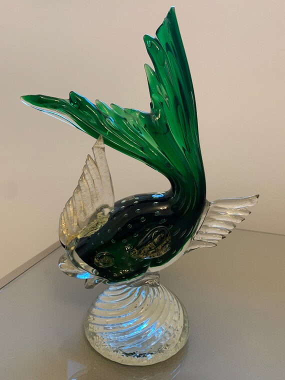 Vintage Glass Sculpture Fish on the Pedestal Murano Made in Etsy