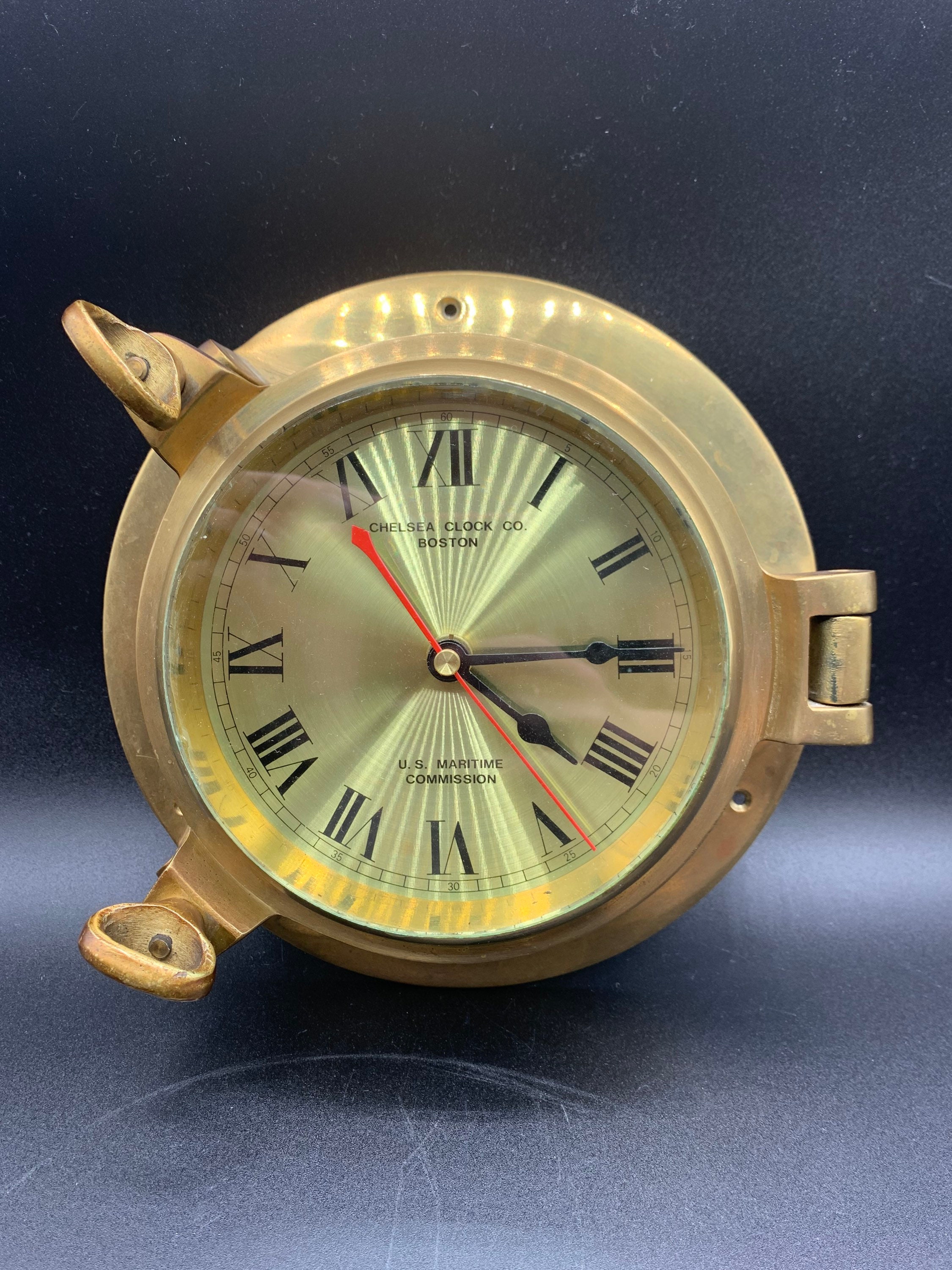 Chelsea Clock Co. Boston U.S. Maritime Commission Clock Brass